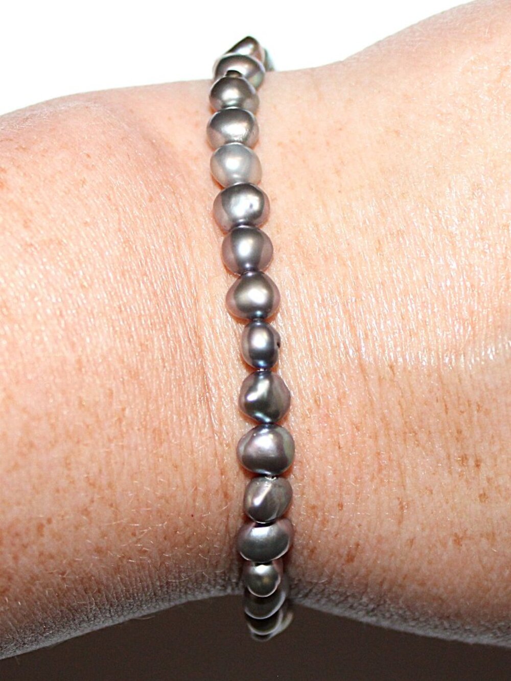 Sterling Silver Cultured Grey Pearl Bracelet